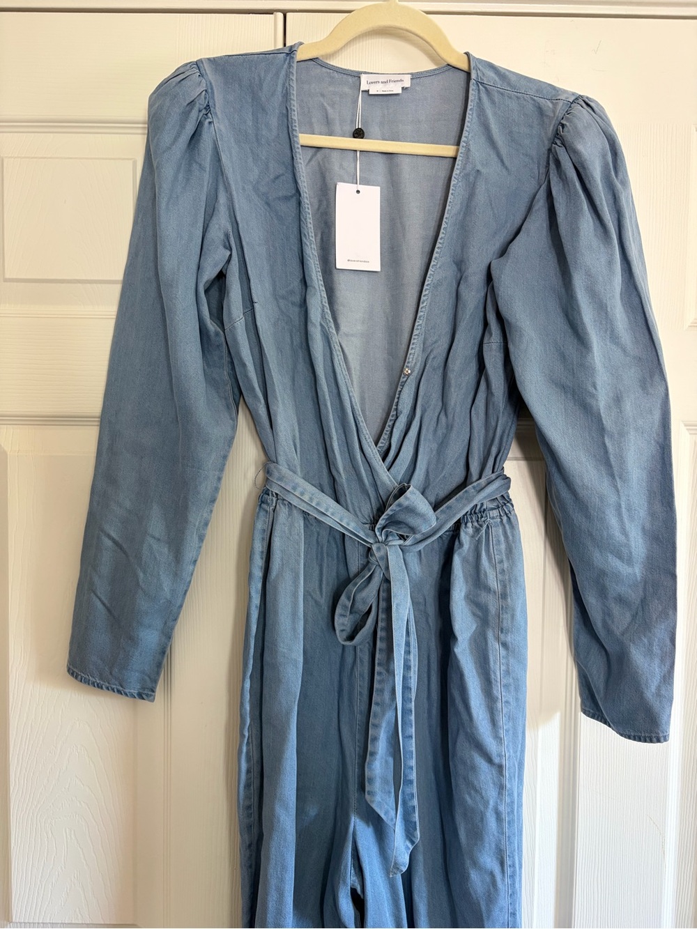 Lovers + Friends Light Blue Denim Jumpsuit
